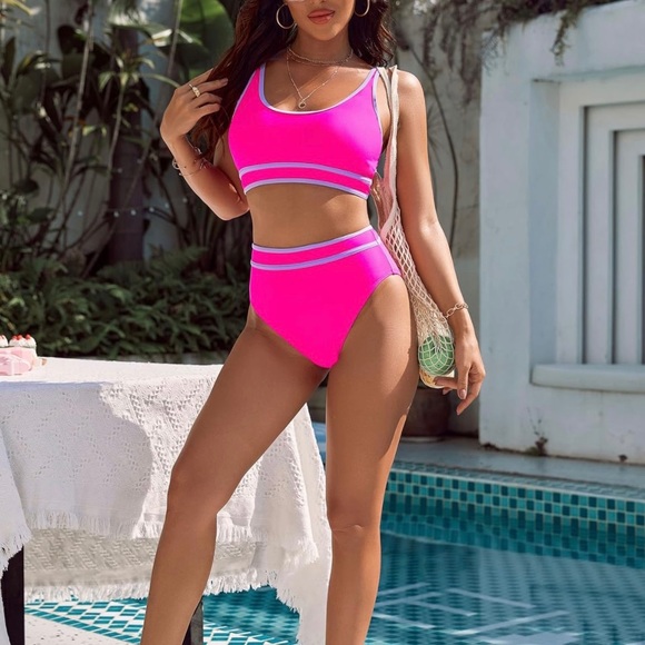 BMJL High Waisted Bikini Set - Blue Two Piece Cheeky High Cut - size L - NWT - Picture 6 of 8